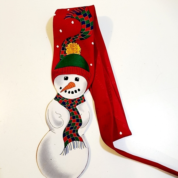Jolly Holly Red Hollidays Christmas Snow Man Tie - Picture 5 of 8